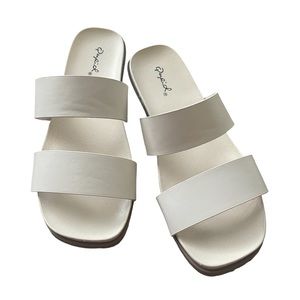 Qupid white Double Strap Sandal 6.5